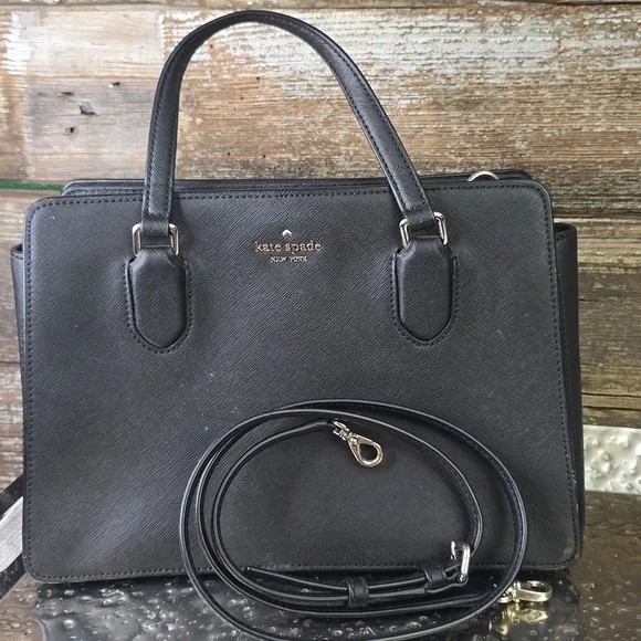 Kate Spade Black Leather Rae Medium Satchel With Crossbody Strap, NWOT - Picture 3 of 11